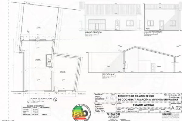 Proyecto y reforma de cambio de uso de cochera y almacén a vivienda unifamiliar en Roa (Burgos)